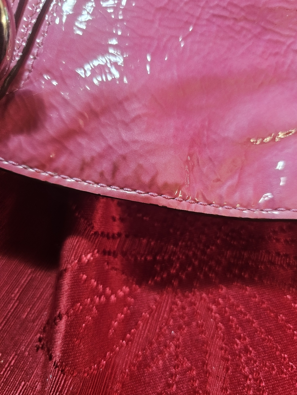 💖 Coach Poppy Pink Patent Leather Hobo Shoulder Bag + Authentic Heart Charm - Picture 5 of 15